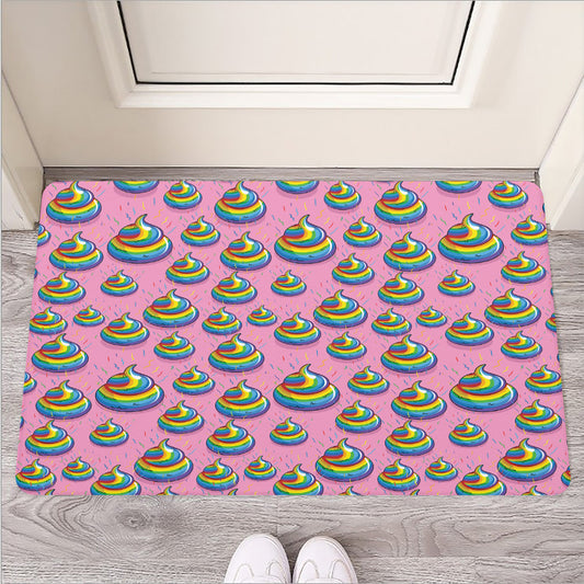 Rainbow Poop Pattern Print Rubber Doormat