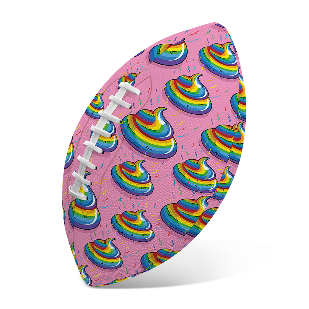 Rainbow Poop Pattern Print Rugby Ball