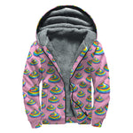 Rainbow Poop Pattern Print Sherpa Lined Zip Up Hoodie