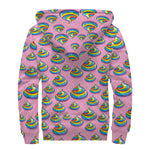 Rainbow Poop Pattern Print Sherpa Lined Zip Up Hoodie