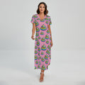 Rainbow Poop Pattern Print Short Sleeve Maxi Dress
