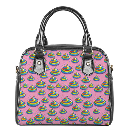 Rainbow Poop Pattern Print Shoulder Handbag