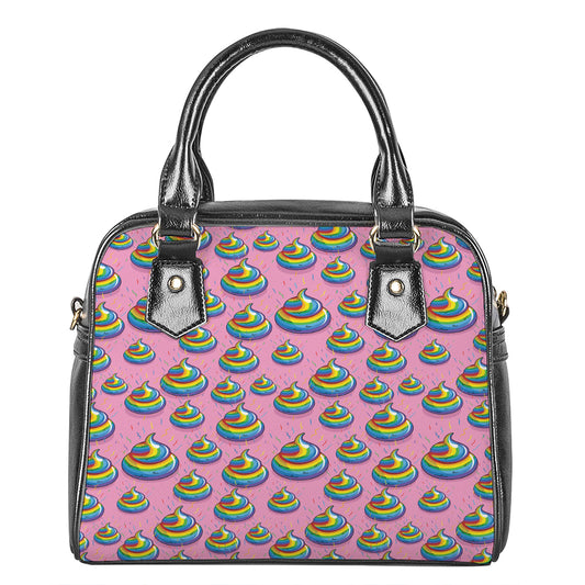 Rainbow Poop Pattern Print Shoulder Handbag