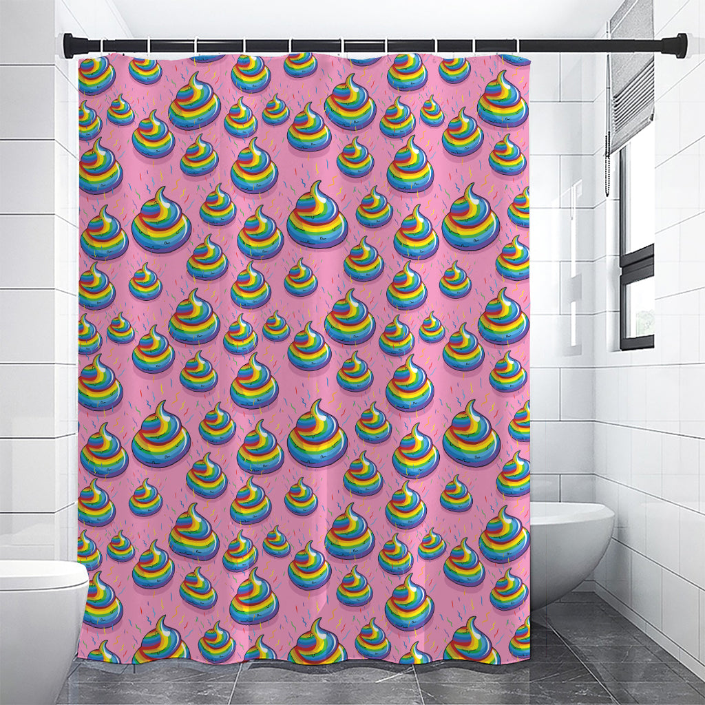 Rainbow Poop Pattern Print Shower Curtain