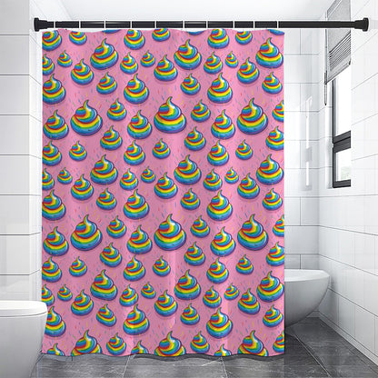 Rainbow Poop Pattern Print Shower Curtain
