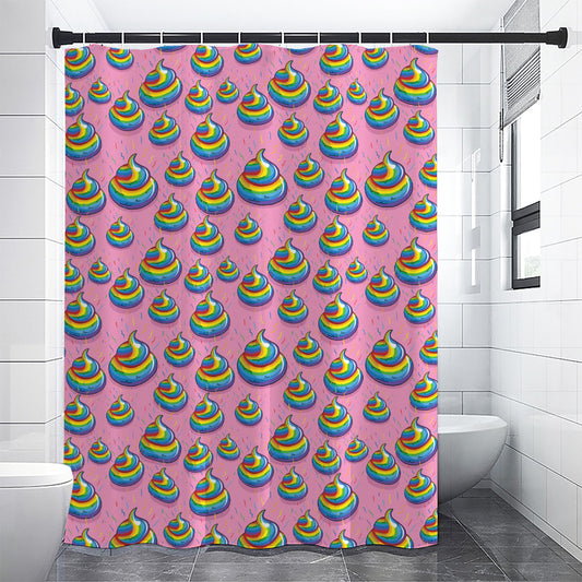 Rainbow Poop Pattern Print Shower Curtain