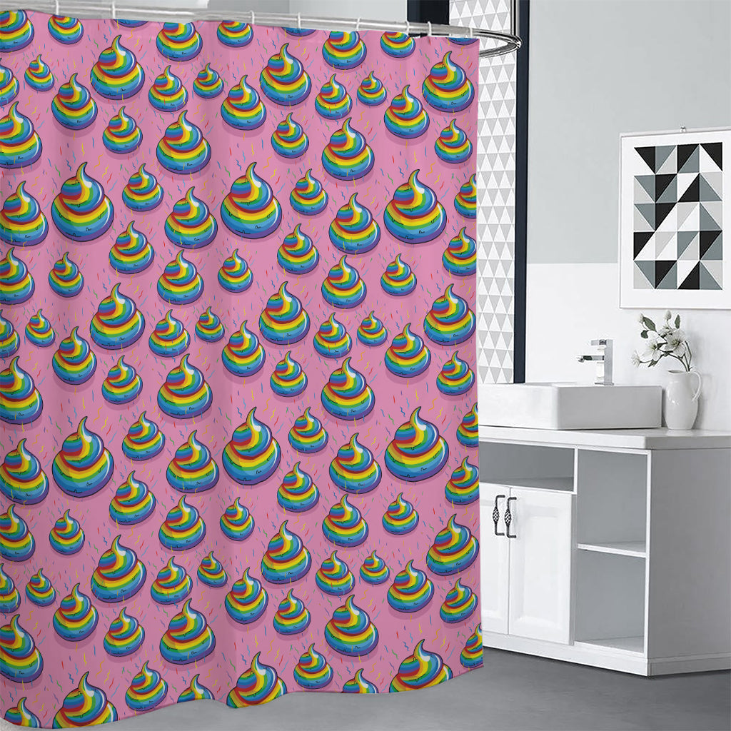 Rainbow Poop Pattern Print Shower Curtain