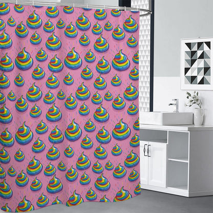 Rainbow Poop Pattern Print Shower Curtain