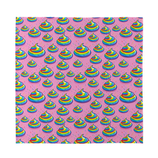 Rainbow Poop Pattern Print Silk Bandana