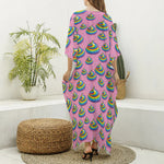 Rainbow Poop Pattern Print Silk V-Neck Kaftan Dress