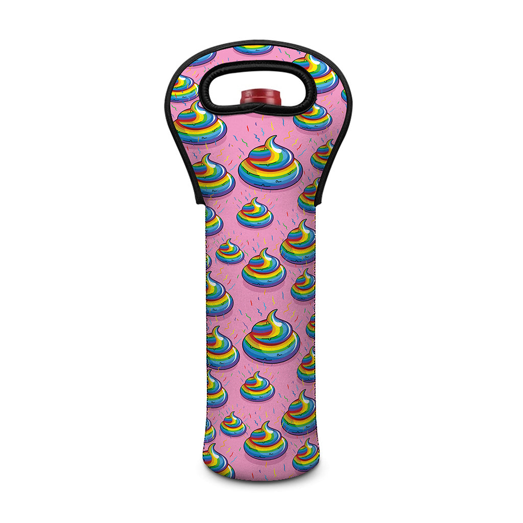 Rainbow Poop Pattern Print Single Neoprene Wine Tote