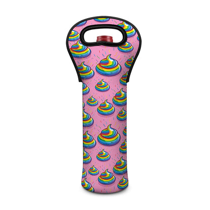 Rainbow Poop Pattern Print Single Neoprene Wine Tote