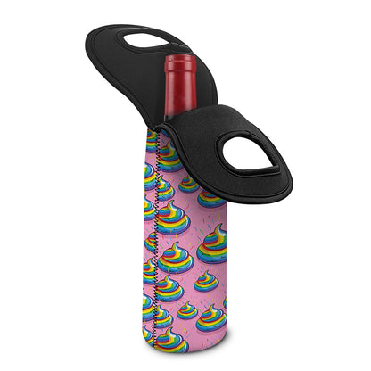 Rainbow Poop Pattern Print Single Neoprene Wine Tote