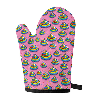 Rainbow Poop Pattern Print Single Oven Mitt