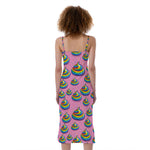 Rainbow Poop Pattern Print Slim Fit Midi Cami Dress