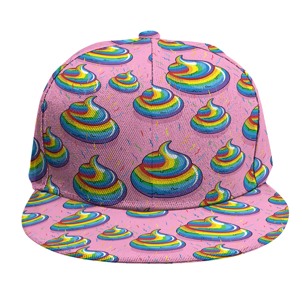 Rainbow Poop Pattern Print Snapback Cap