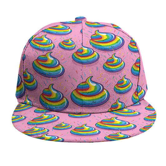 Rainbow Poop Pattern Print Snapback Cap