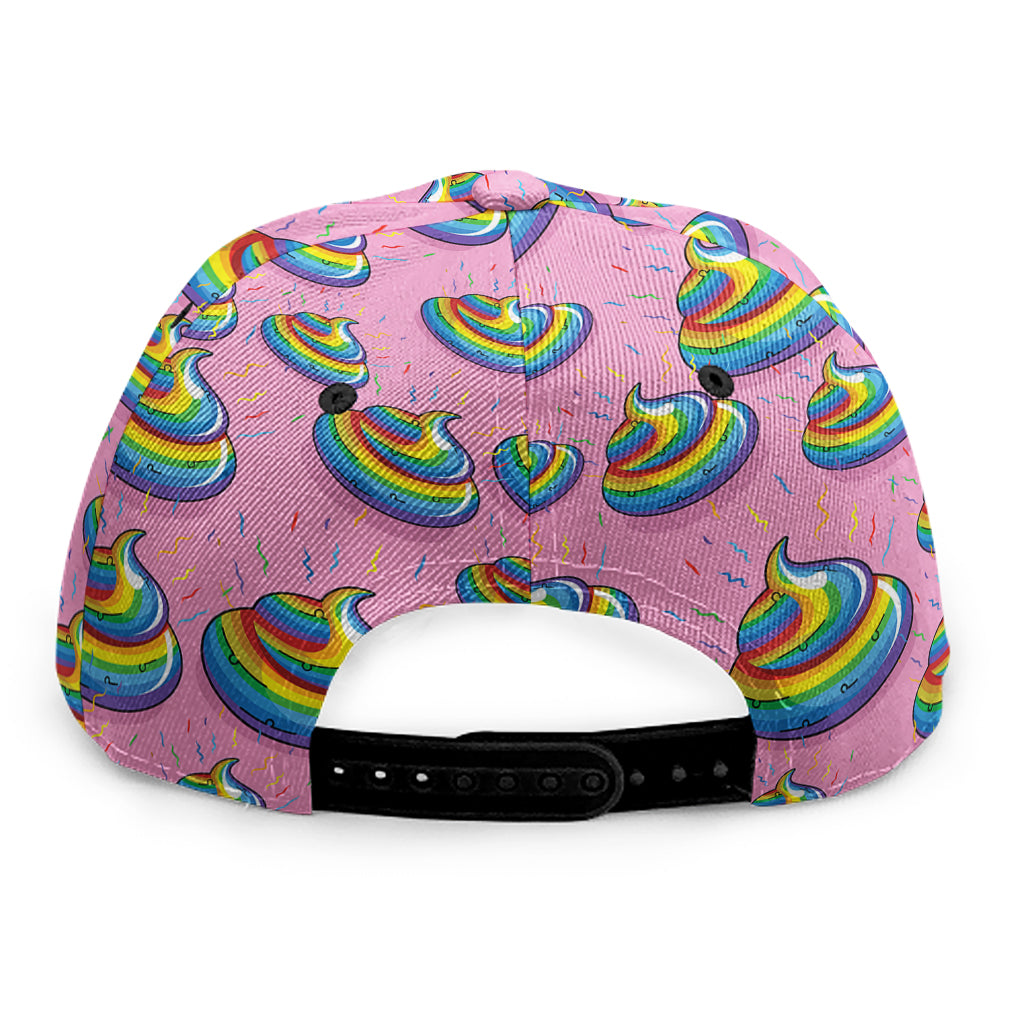 Rainbow Poop Pattern Print Snapback Cap