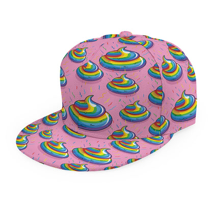 Rainbow Poop Pattern Print Snapback Cap