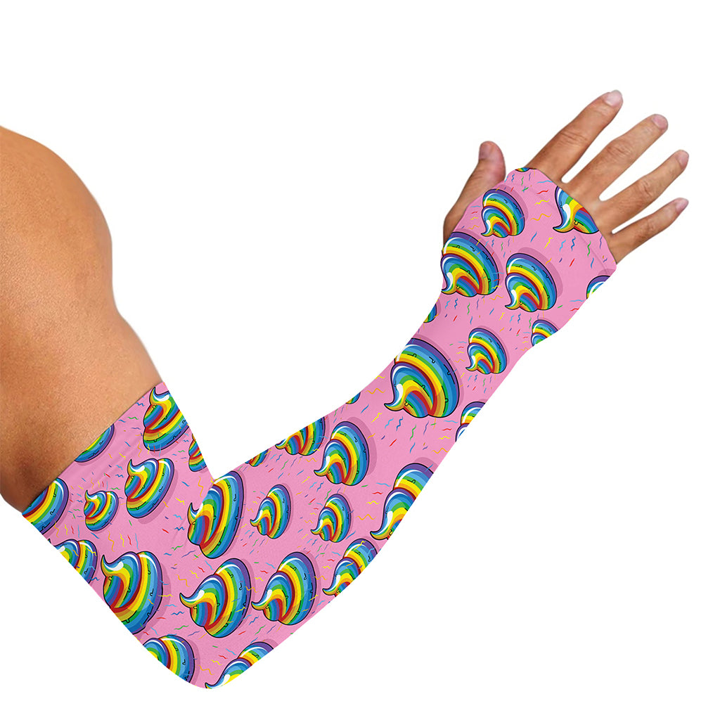 Rainbow Poop Pattern Print Sun Protection Arm Sleeves