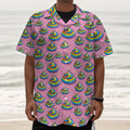 Rainbow Poop Pattern Print Textured Short Sleeve Shirt