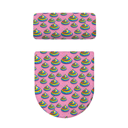 Rainbow Poop Pattern Print Toilet Lid And Tank Cover Set