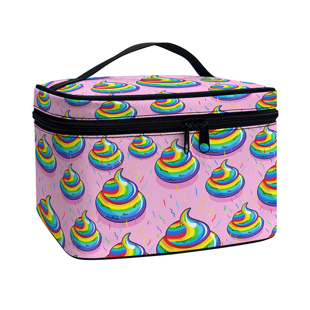 Rainbow Poop Pattern Print Travel Makeup Bag