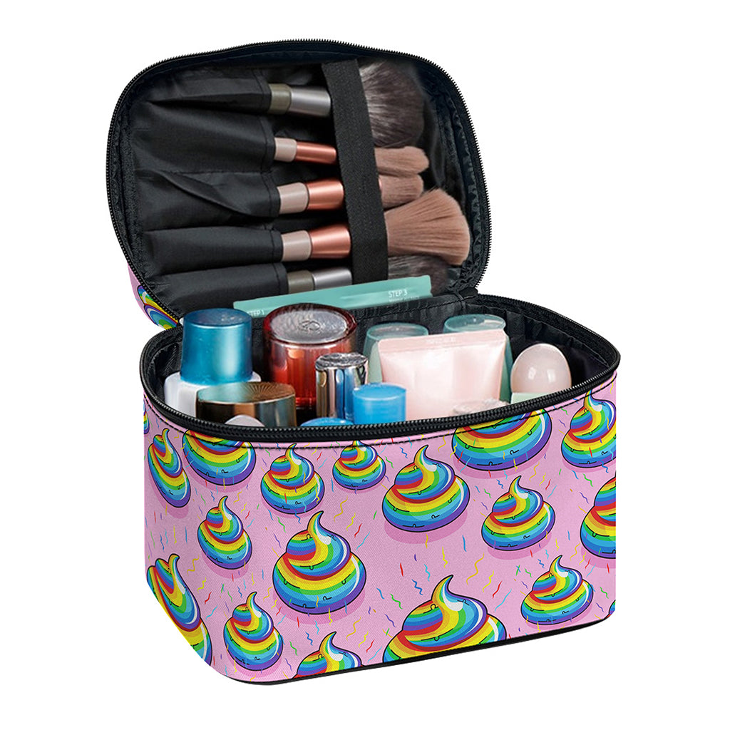 Rainbow Poop Pattern Print Travel Makeup Bag