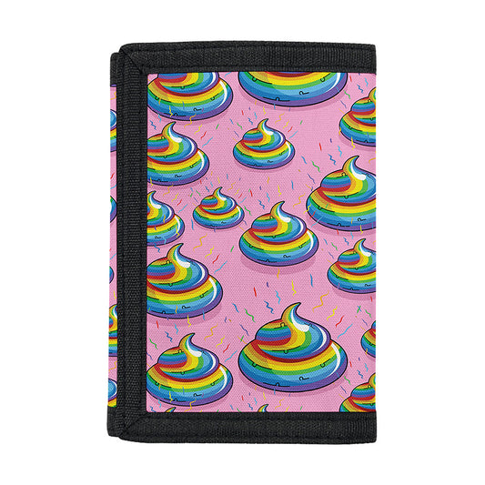 Rainbow Poop Pattern Print Trifold Wallet
