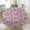Rainbow Poop Pattern Print Waterproof Round Tablecloth