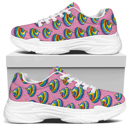 Rainbow Poop Pattern Print White Chunky Shoes