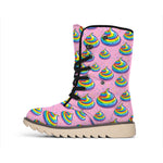 Rainbow Poop Pattern Print Winter Boots