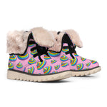 Rainbow Poop Pattern Print Winter Boots