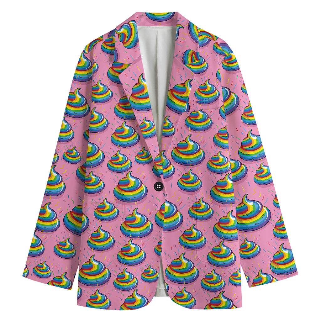 Rainbow Poop Pattern Print Women's Blazer