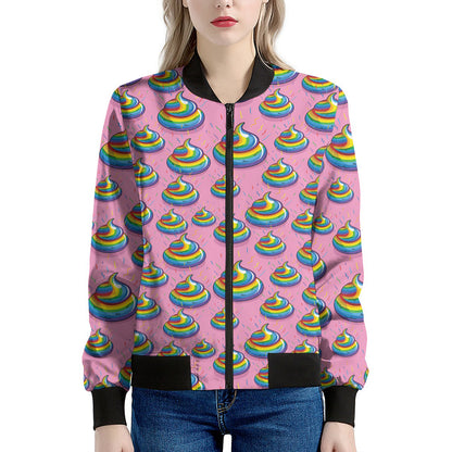 Rainbow Poop Pattern Print Women's Bomber Jacket