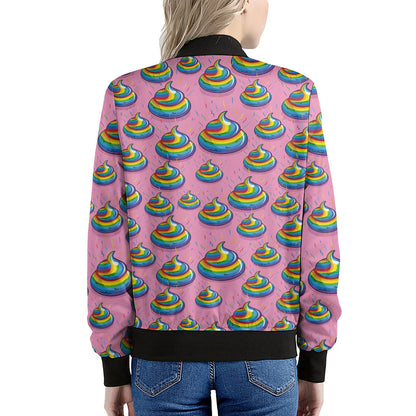 Rainbow Poop Pattern Print Women's Bomber Jacket