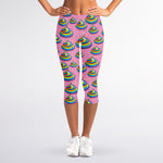 Rainbow Poop Pattern Print Women's Capri Leggings