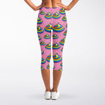 Rainbow Poop Pattern Print Women's Capri Leggings