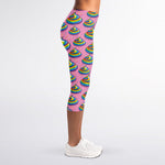 Rainbow Poop Pattern Print Women's Capri Leggings