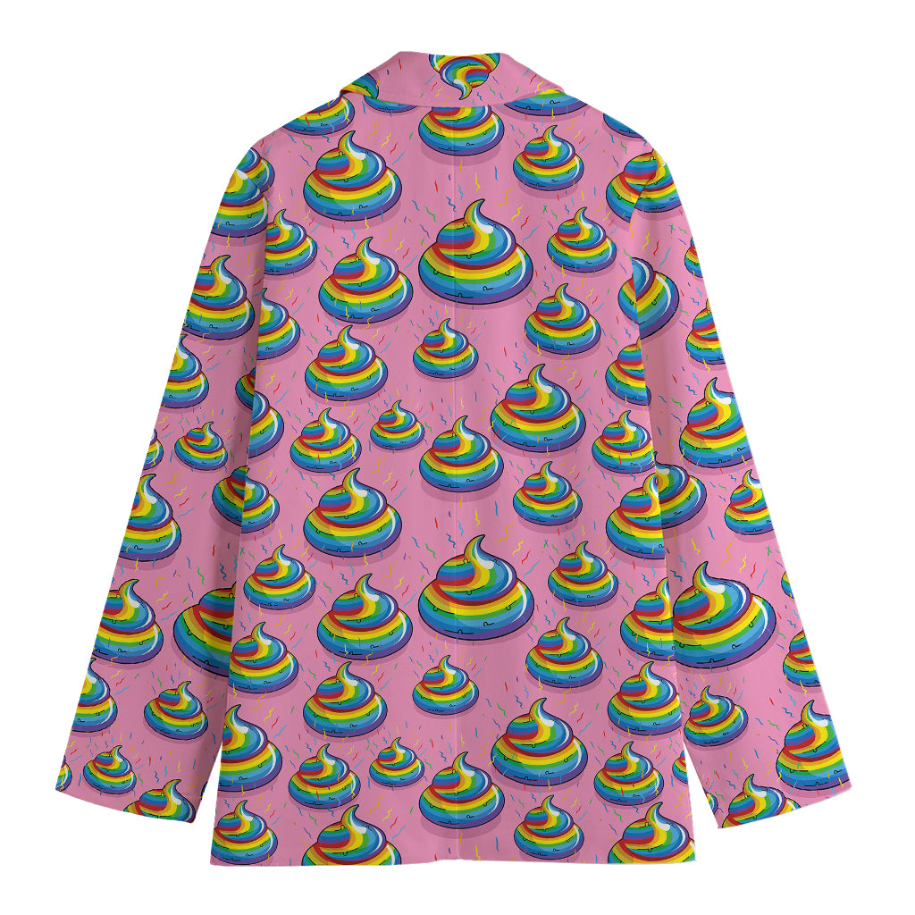 Rainbow Poop Pattern Print Women's Cotton Blazer