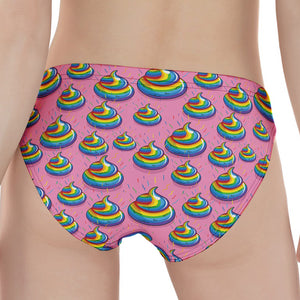 Rainbow Poop Pattern Print Women's Panties