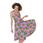 Rainbow Poop Pattern Print Women's Sleeveless Dress