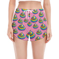 Rainbow Poop Pattern Print Women's Split Running Shorts