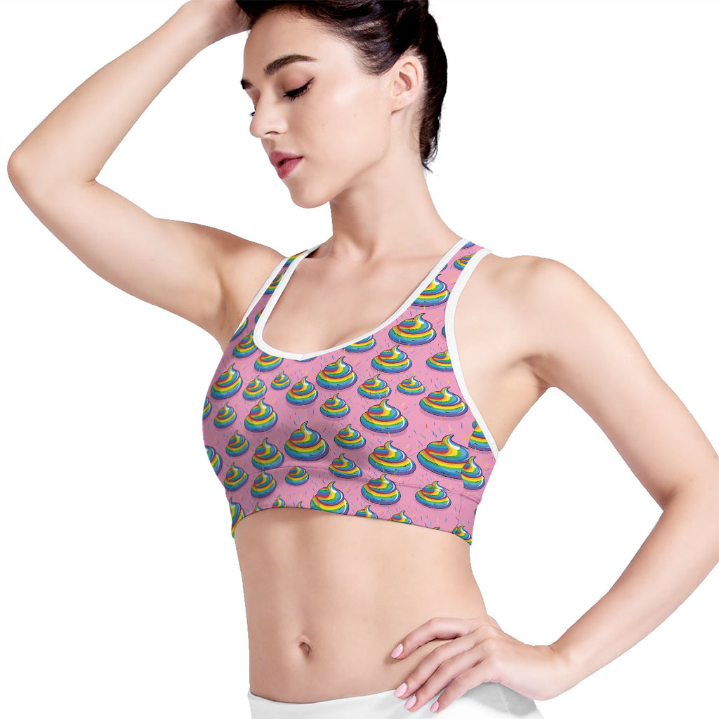 Rainbow Poop Pattern Print Women's Sports Bra