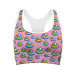 Rainbow Poop Pattern Print Women's Sports Bra