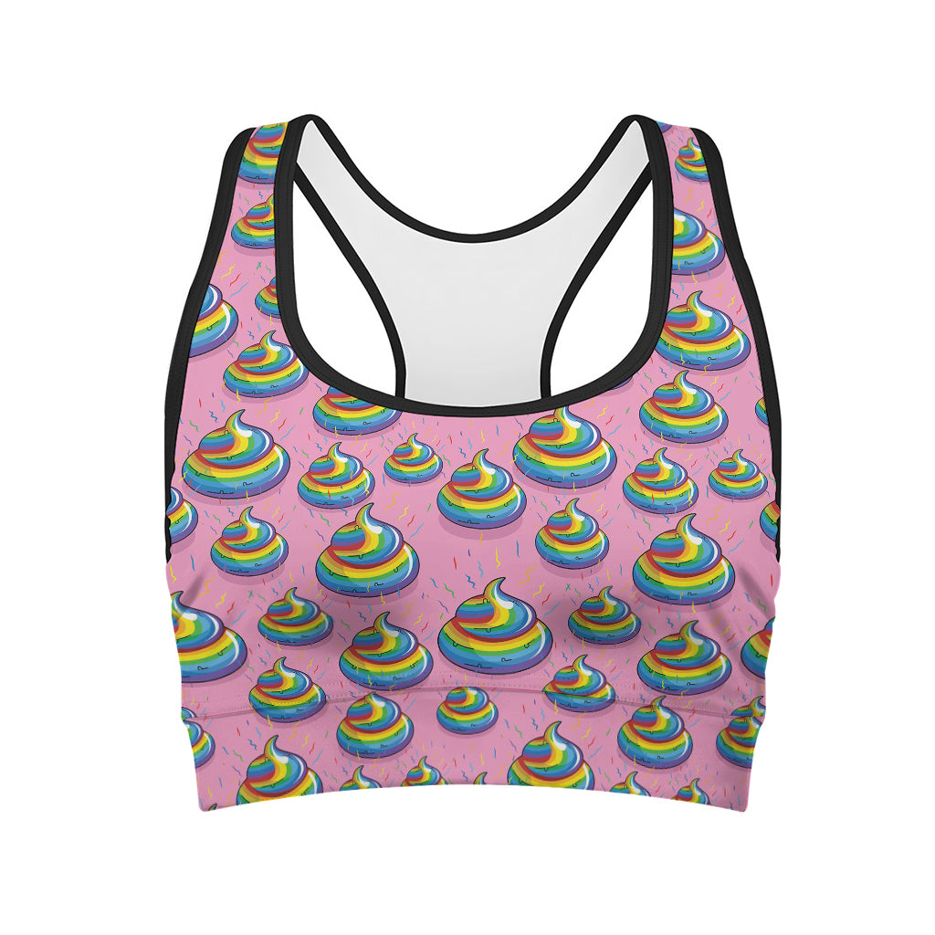 Rainbow Poop Pattern Print Women's Sports Bra