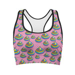 Rainbow Poop Pattern Print Women's Sports Bra