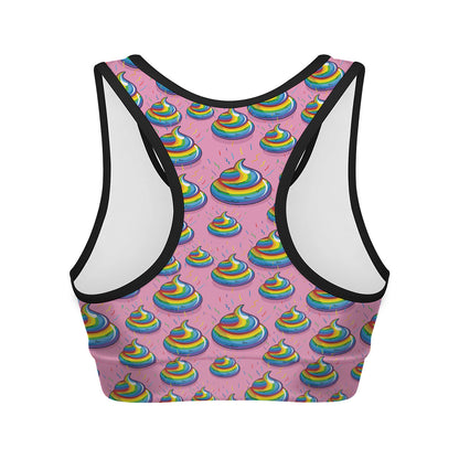 Rainbow Poop Pattern Print Women's Sports Bra