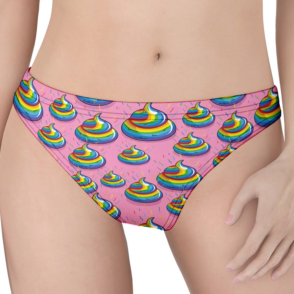 Rainbow Poop Pattern Print Women's Thong