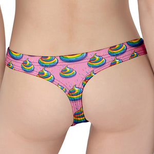 Rainbow Poop Pattern Print Women's Thong